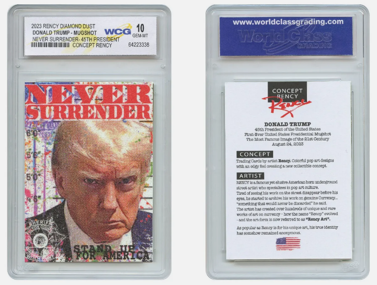 Donald Trump 45th President MUGSHOT Trading Card by RENCY ART - Gem Mint 10