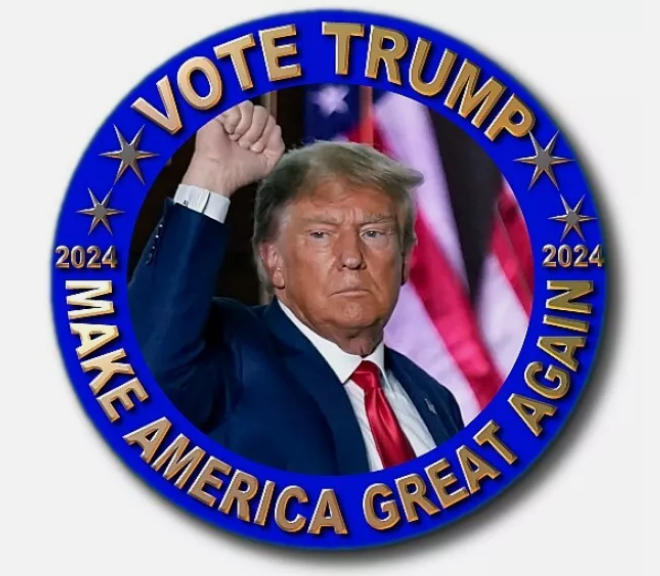 VOTE DONALD TRUMP- MAKE AMERICA GREAT AGAIN ELECTION BADGE 55mm