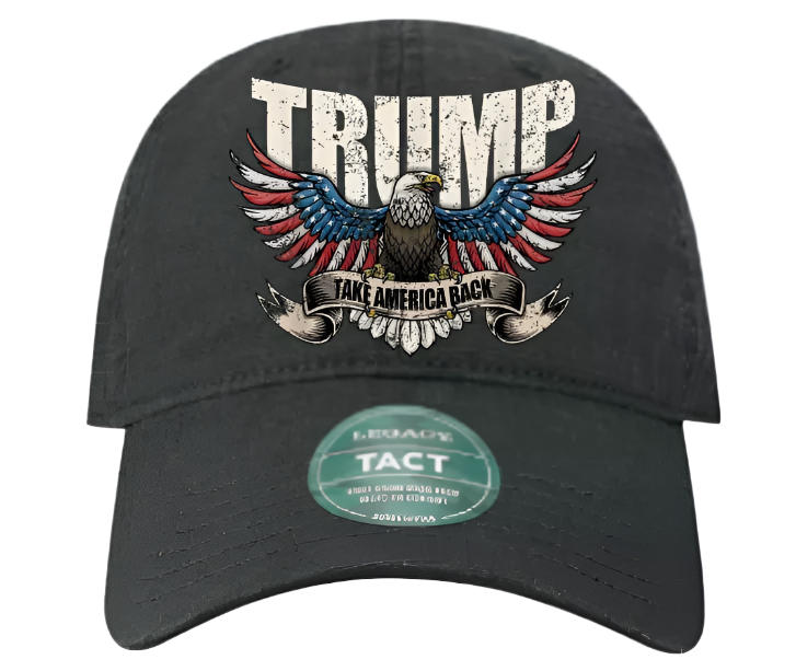 Trump 2024 Take America Back Again MAGA 45 47 Print Flag Eagle Camo DTF Hat Cap (Black)