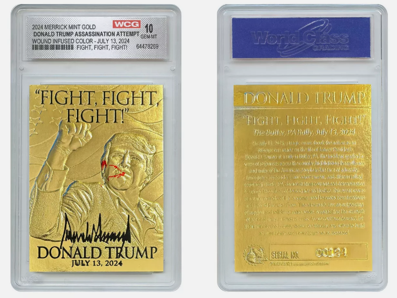 DONALD TRUMP Assassination Fight WOUND INFUSED COLOR 🌟 GOLD CARD - GEM MINT 10