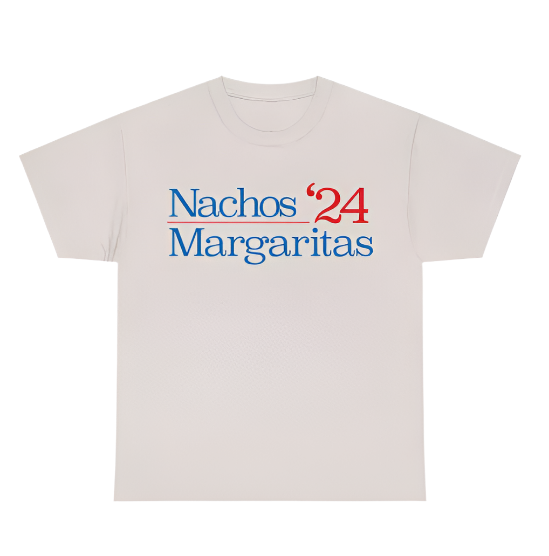 Nachos Margaritas 24 Election Funny Ice Grey Medium T-shirt Trump Harris