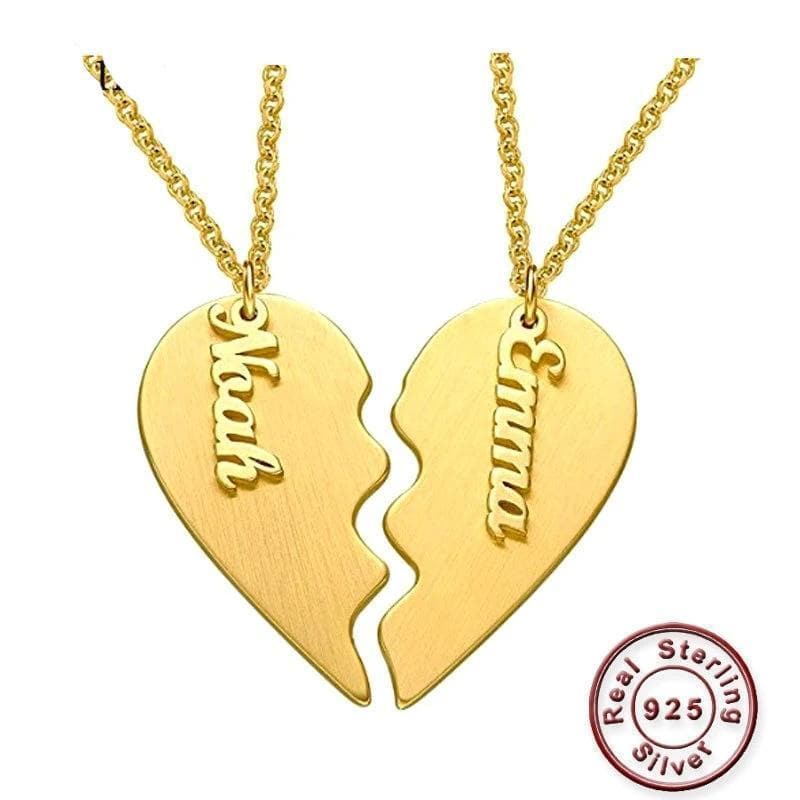 Personalized Couple Heart Necklace, Custom Heart Necklace