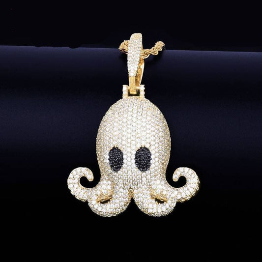 Animal Octopus Gold necklaces & pendants With 0.15Inch Tennis Chain Color Bling Cubic Zircon jewelry for men