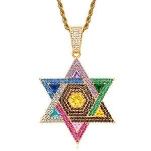 Fashion Color Star Hip hop Pendant Necklace, Bling Jewelry, Cubic Zircon Men's Hip Hop Jewelry