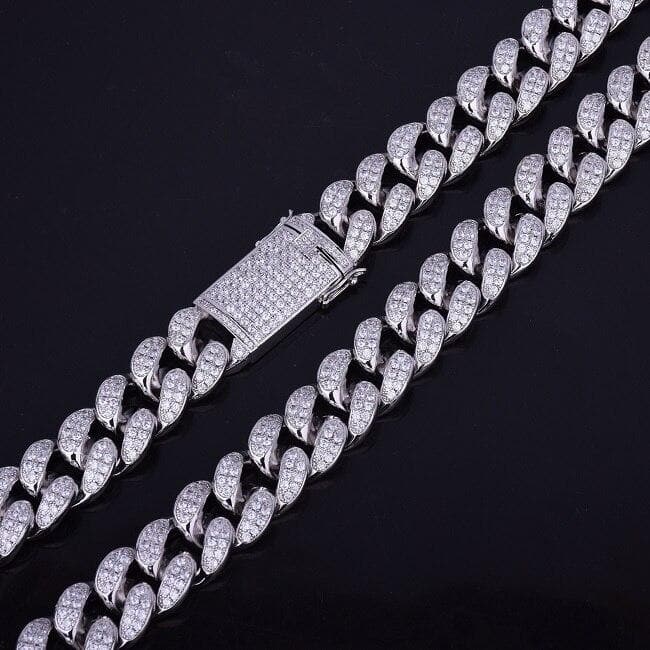 Finish Men's 0.8Inch Heavy Iced Zircon Miami Cuban Link Necklace Choker Bling Bling Hip hop Jewelry Gold Color Chain 18" 20"
