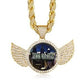 Gold Silver Custom Made Photo With Wings Medallions Necklace & Pendant Cubic Zircon Rope Chain For Men's Hip Hop Jewelry