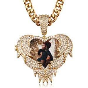 Personalized Custome Photo Pendant Necklace New Design Heart Fashion Hip Hop Custom Jewelry For Men Customized Jewelry
