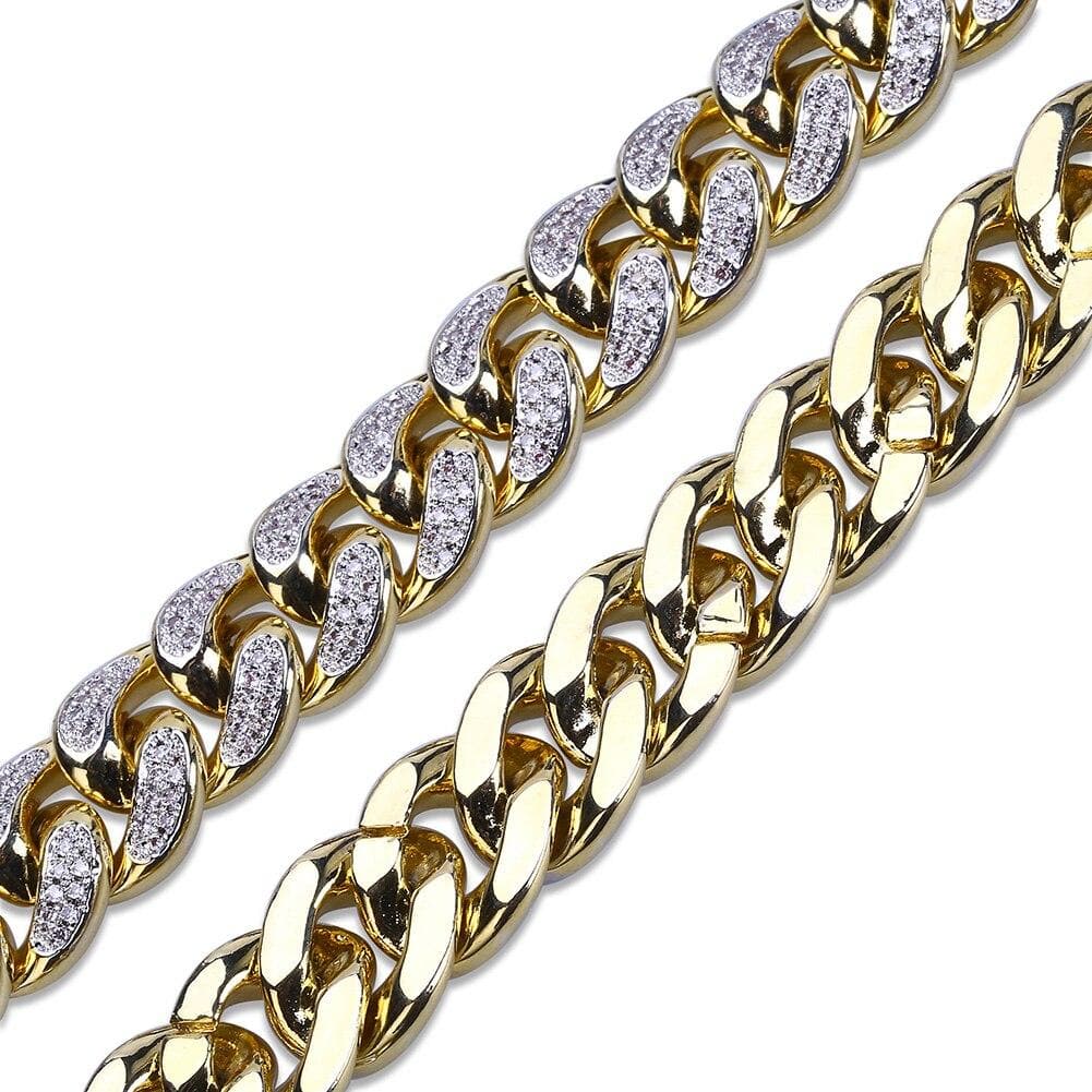 0.5 Inch Hip Hop Men's Maimi Cuban Link Chain Necklace Silver Plated Gold Iced Out Cubic Zircon Bling Jewelry Necklaces Gifts