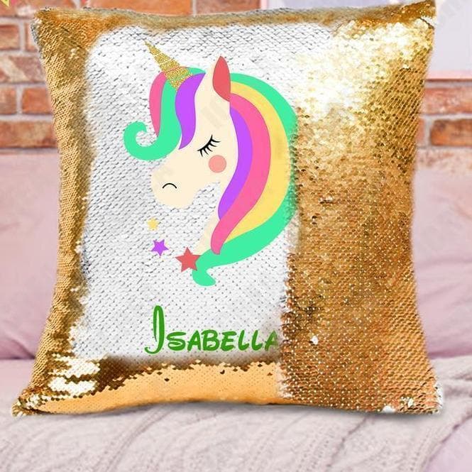 Personalized Unicorn Sequin Pillow Cover