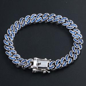 New Arrival Luxury Crystal CZ Triple Lock Bracelet Colorful Rhinestone Cuban Link Bracelet Men Hip Hop Jewlery