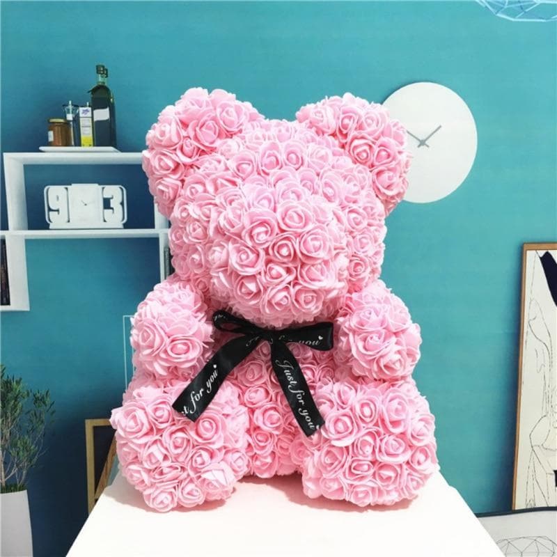 10 Inch Valentine's Day Gift Rose Teddy Bear Rose Flower Artificial Decoration Women Christmas Valentines Gift