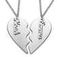 Personalized Couple Heart Necklace, Custom Heart Necklace