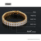 2 Row Zircon Tennis Chain 10mm(0.4 Inch) Wide Bracelet Gold Silver For Men Double Crystal Square CZ Bangle