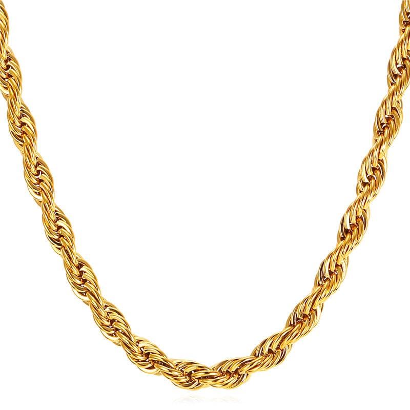 Hip Hop Twisted Rope Necklace For Men Gold Color Thick Stainless Steel Hippie Rock Chain Long/Choker Hot Fashion Jewelry