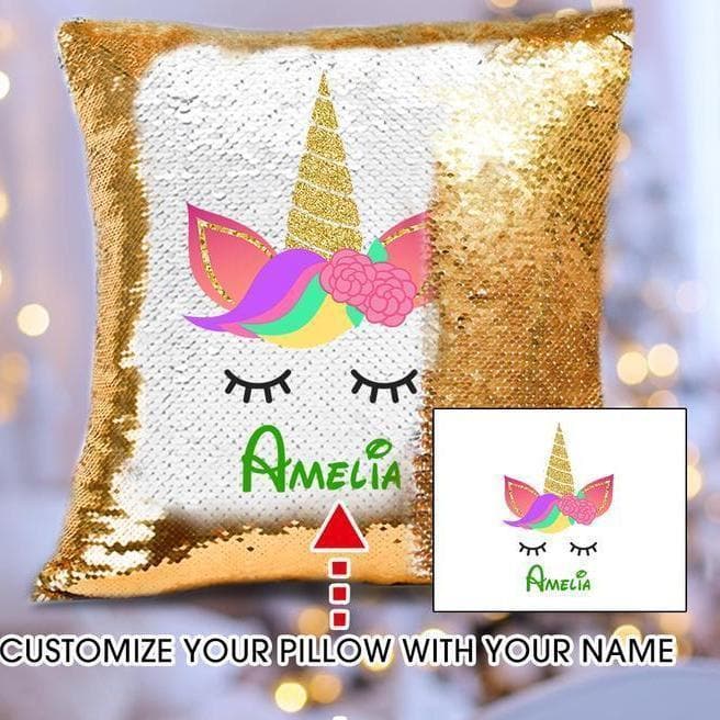 Personalized Unicorn Sequin Pillow Cover