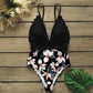 Women's Sexy Scalloped Swimsuits One Piece Swimsuit Monokini Bathing Suits Floral Print Clasp Closure Swimming Outfit