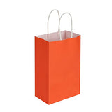 Oikss 100 Pack 5.25x3.25x8.25 inch Small Kraft Bags with Handles Bulk, Paper Bags Birthday Wedding Party Favors Grocery Retail Shopping Business Goody Craft Gift Bags Cub Sacks, Orange 100PCS Count