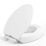 Ccbello toilet seat risers for seniors, Slow Close, Elevated toilet seat, Heavy Duty, Never Loosen, Raised toilet seat elongated bowl, White(18.5”)