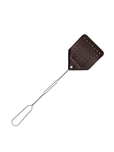 Hope Woodworking Leather Fly Swatter Set (1 Pack) – 17” Amish-Made Fly Swat w/Real Leather Paddle – Fly Swatters Multi Pack w/Metal Handle – Bug Swatter, Mosquito Swatter, Wasp Swatter (Chocolate)