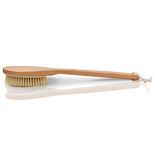 OWIIZI Bath Brushes with Soft and Natural Bristles Antiskid Wooden Long Handle Shower Body Scrubber for Wet or Dry Exfoliating,Back Scrub Deep Cleanse