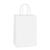 BagDream Kraft Paper Bags 100Pcs 5.25x3.25x8 Inches Small Paper Gift Bags with Handles Bulk, Paper Shopping Bags, Kraft Bags, Party Bags, Gift Bags (White)