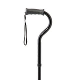 Medline Offset Folding Cane, 4-Point Base with Cushioned Gel Handle, Supports up to 350 lbs, Black