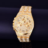 9 Inch Men's watch Gold Color Big Dial Military Quartz Clock Luxury Rhinestone Business Waterproof wrist watches Relogio Masculino