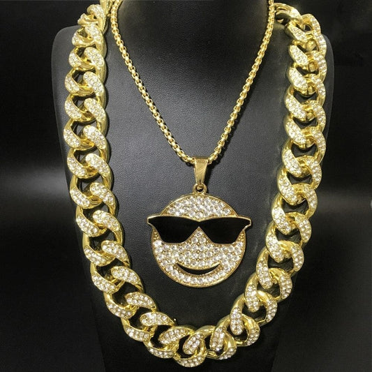 Hip Hop Men Crystal Miami Necklace Ice Out Cuban Chain Dollar Money Bag Pendant Bling Rapper Hip Hop Jewerly For Men 3