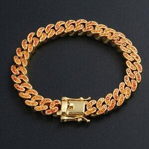 New Arrival Luxury Crystal CZ Triple Lock Bracelet Colorful Rhinestone Cuban Link Bracelet Men Hip Hop Jewlery