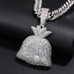 Hip Hop Big Money Bag Pendant Necklace Iced Out Bling Cubic Zircon Men's Rapper Jewelry Top Quality Fashion Jewelry