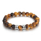 Personalized Bracelets Stainless Steel Beaded Chain Name Engravd Customized Lava Tiger Eye Stone Bracelets