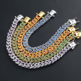 New Arrival Luxury Crystal CZ Triple Lock Bracelet Colorful Rhinestone Cuban Link Bracelet Men Hip Hop Jewlery