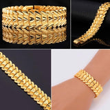 Gold Color Heart Bracelet Jewelry Wristband 0.6Inch 7.8Inch Chunky Big Chain Bracelets Bangles For Men Fathers Day Gifts