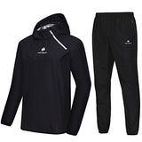 HOTSUIT Sauna Suit for Men Sweat Sauna Jacket Pant Gym Workout Sweat Suits, Black, L