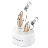 DROWELL EAR Hearing Aids, Rechargeable Hearing Aid for Seniors & Adults with Noise Cancelling, Behind-The-Ear OTC Hearing Amplifier Personal Sound Amplification Devices with Portable Charging Base（Gold）