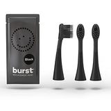 BURST Toothbrush Heads - Genuine BURST Electric Toothbrush Replacement Heads for BURST Original & Pro Sonic Toothbrushes – Ultra Soft Bristles for Deep Clean, Stain & Plaque Removal - 3-Pack, Black