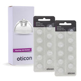 Genuine Oticon Hearing Aid Domes MiniFit Double Vent Bass 8mm (0.31 inches - Medium), Oticon Branded OEM Denmark Replacements, Authentic Accessories for Optimal Performance -2 Pack/20 Domes Total