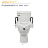 Drive Medical RTL12027RA 2-in-1 Raised Toilet Seat with Removable Padded Arms, Standard Seat