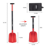 Overmont Folding Emergency Snow Shovel for Car - 32" 42" Small & Compact Tool with Ice Scraper and Carrying Bag- Lightweight Aluminum Shovels for Snow Camping Skiing Snowmobiles