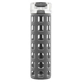 Ello Syndicate Glass Water Bottle with One-Touch Flip Lid, Grey , 20-ounce