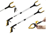 2- Pack 32 inch FDA Registered GrabRunner Folding Reacher Grabber Tool with Magnetic (Yellow/Yellow)