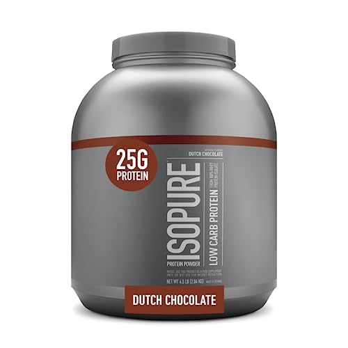 Isopure Protein Powder, Whey Isolate with Vitamin C & Zinc for Immune Support, 25g Protein, Low Carb & Keto Friendly, Flavor: Dutch Chocolate, 62 Servings, 4.5 Pounds (Packaging May Vary)