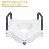 Drive Medical RTL12027RA 2-in-1 Raised Toilet Seat with Removable Padded Arms, Standard Seat