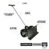 Easy Doze-It 36" SnoGrader T-Grip | Angled Flip-It Rolling Snow Plow Shovel for Driveway, Sidewalk Snow Removal | Heavy Duty Snow Plow Pusher Shovel on Wheels | Made in USA by Vertex | Model EX950.36