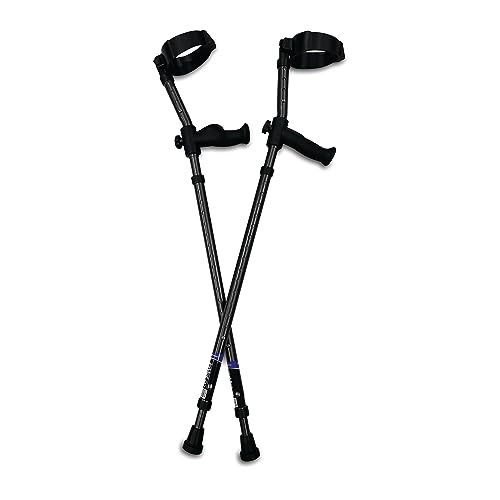 in-Motion Forearm Crutches | Spring Assist | Ergonomic Handles | Articulating Tips | Size Tall (5'3" - 6'8") | Charcoal