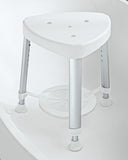 OasisSpace Adjustable Corner Shower Stool with Storage Tray, Triangle Spa Seat Bath Stool for for Small Shower, Anti-Slip and Durable Shower Chair for Shaving Legs, Waterproof