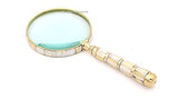 RII Magnifying Glass with Mother of Pearl Handle, Handheld 10x Magnifying Glass Lens, Antique Magnifier, Reading, Inspection, Coin & Stamp, Astrologer, Low Sight Elderly Collectible Décor Gift 4"