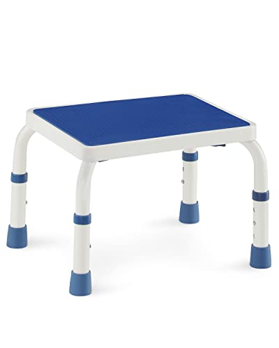 GreenChief Metal Step Stool for Adults Elderly, Bedside Stool Small Foot Stool Kitchen Step Stool Bathroom Stepping Stool, Adjustable Height & Heavy Duty & Non-Slip & Sturdy Standing Assist (400 LB)