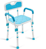 Health Line Massage Products Shower Chair with Back for Seniors, Bathtub Seat with Removable Arms for Handicap, Disabled & Elderly - Adjustable Shower Bench for Tubs (FSA or HSA Eligible)