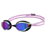 ARENA Unisex Adults Python Racing Swim Goggles for Men and Women Anti-Fog Mirror Lens Max Comfort Dual Strap, Violet/Black/Violet